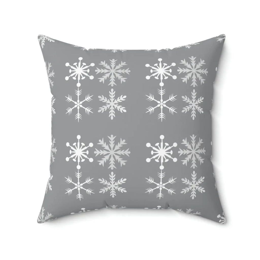 Sparkling Silver Snowflakes Polyester Square Pillow - Winter - DipaliZ
