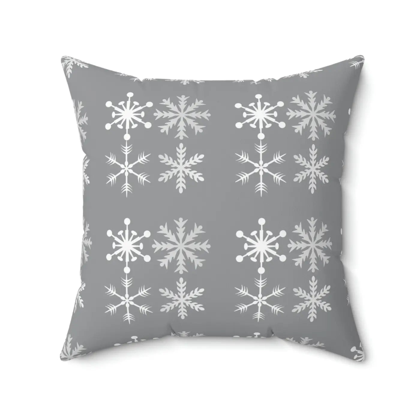 Sparkling Silver Snowflakes Polyester Square Pillow - Winter - DipaliZ