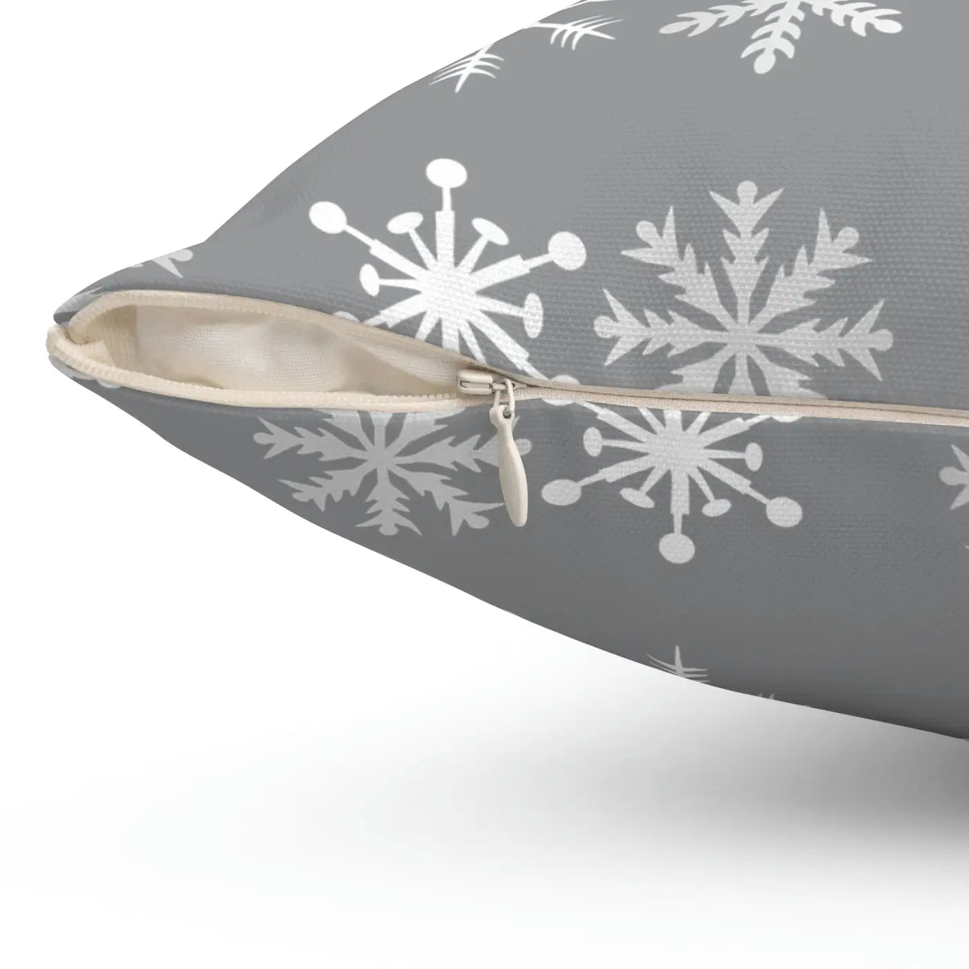 Sparkling Silver Snowflakes Polyester Square Pillow - Winter - DipaliZ
