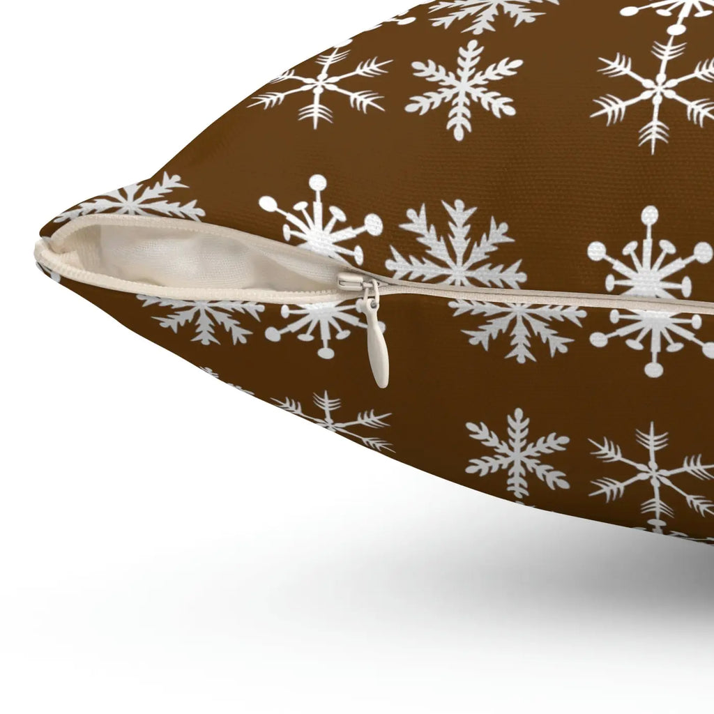 Silver Snowflakes Polyester Square Pillow - Winter Decor - DipaliZ
