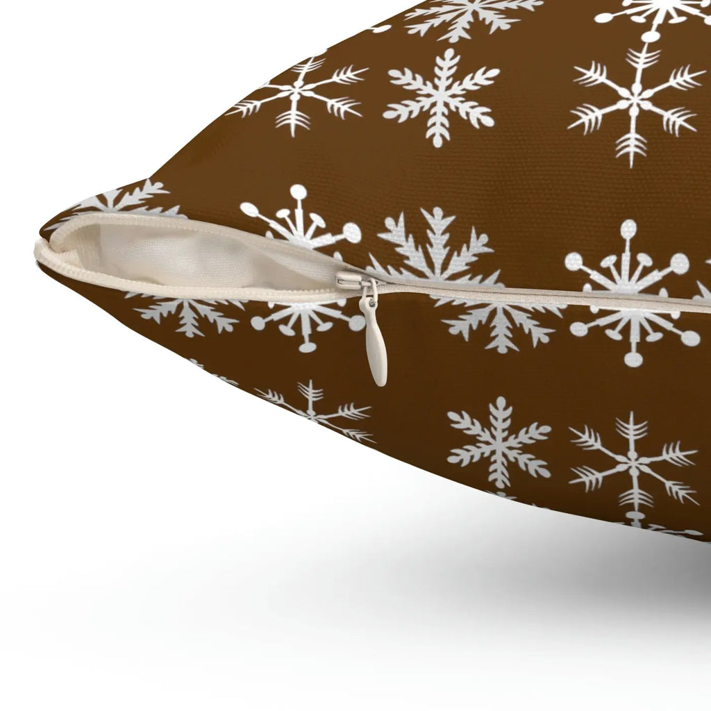 Silver Snowflakes Polyester Square Pillow - Winter Decor - DipaliZ