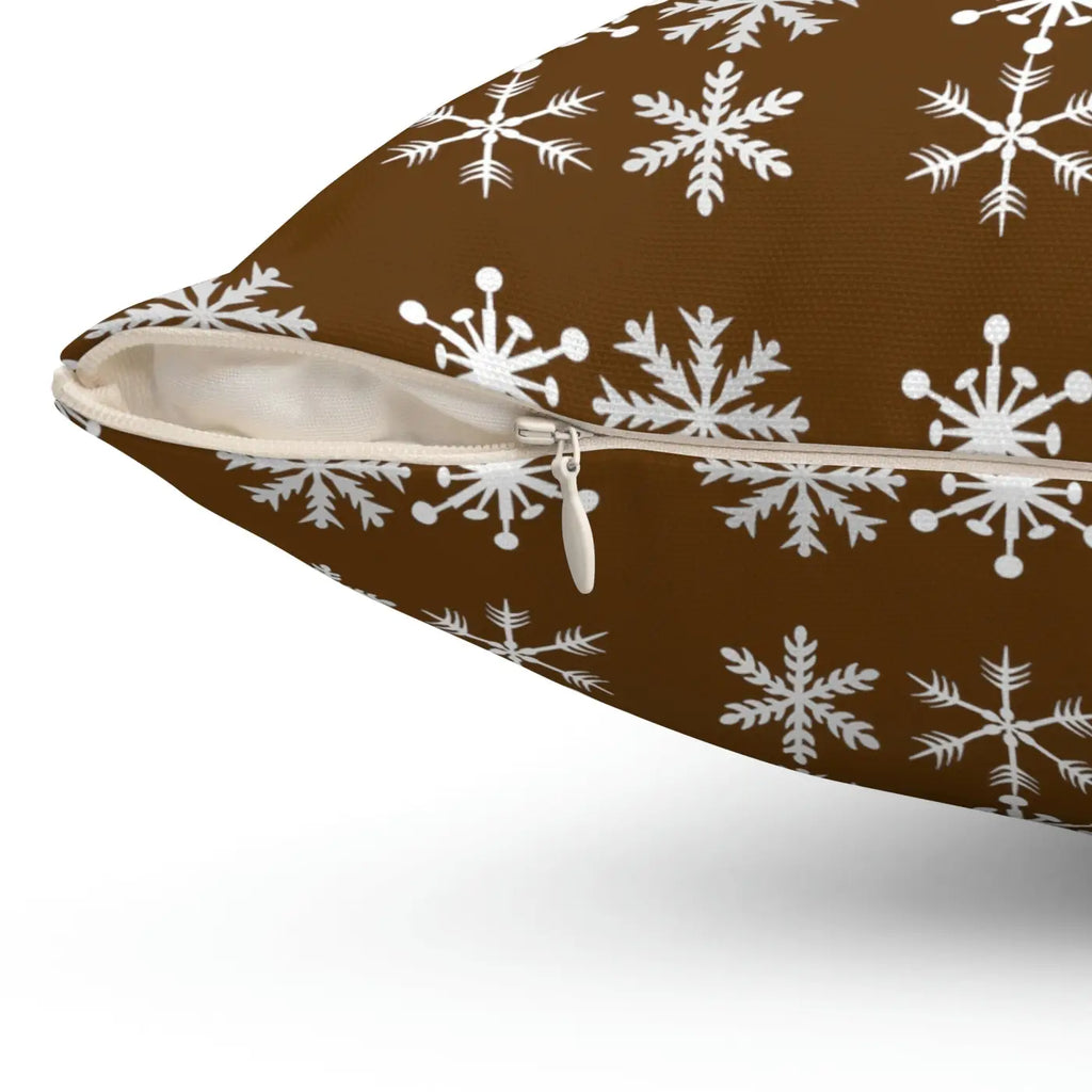 Silver Snowflakes Polyester Square Pillow - Winter Decor - DipaliZ