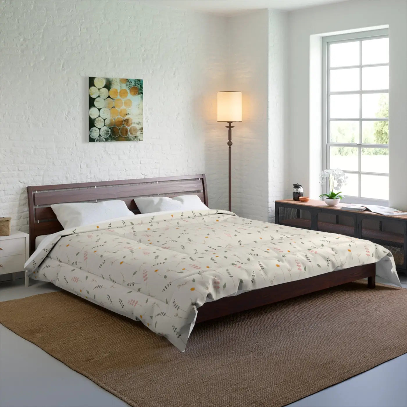 Simple Floral Quilt - Modern Cozy Bedroom Gifts for Her - DipaliZ