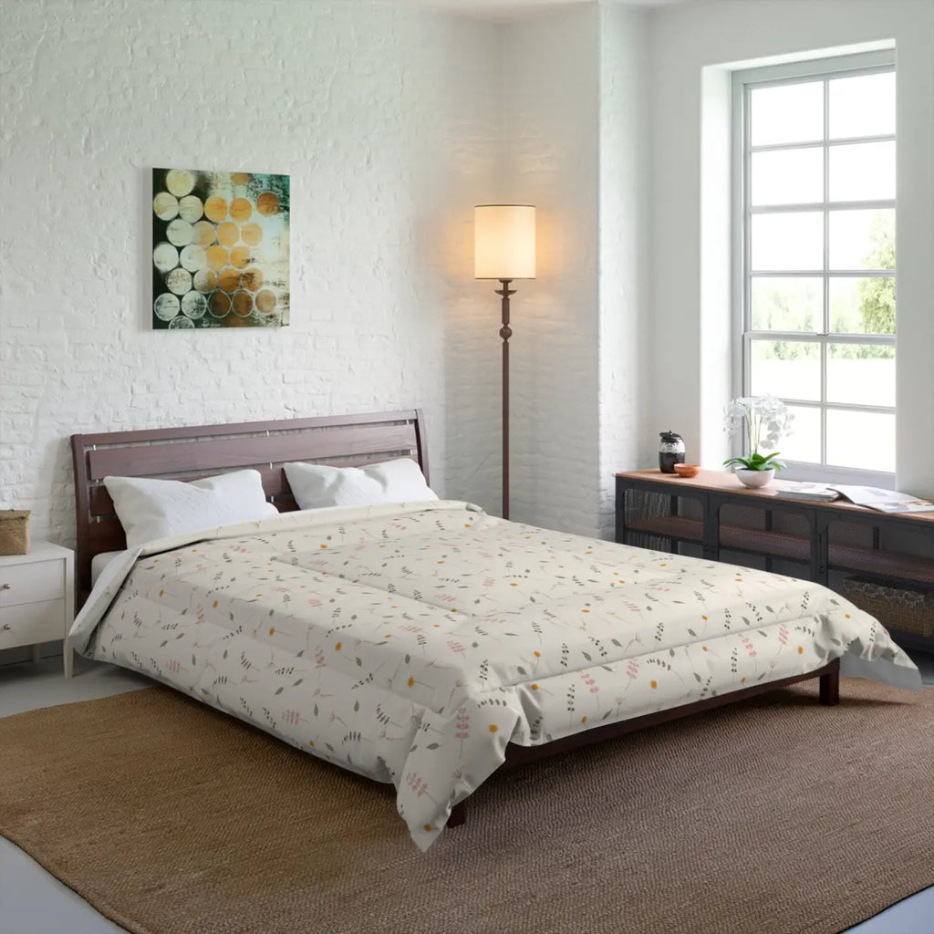 Simple Floral Quilt - Modern Cozy Bedroom Gifts for Her - DipaliZ