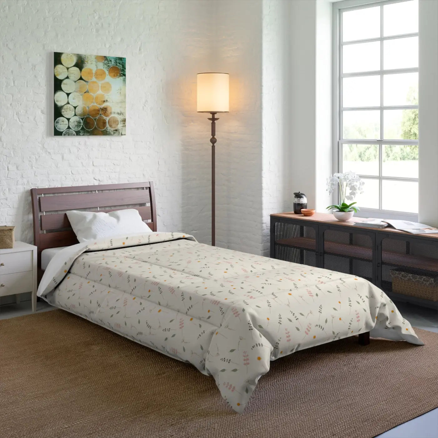 Simple Floral Quilt - Modern Cozy Bedroom Gifts for Her - DipaliZ