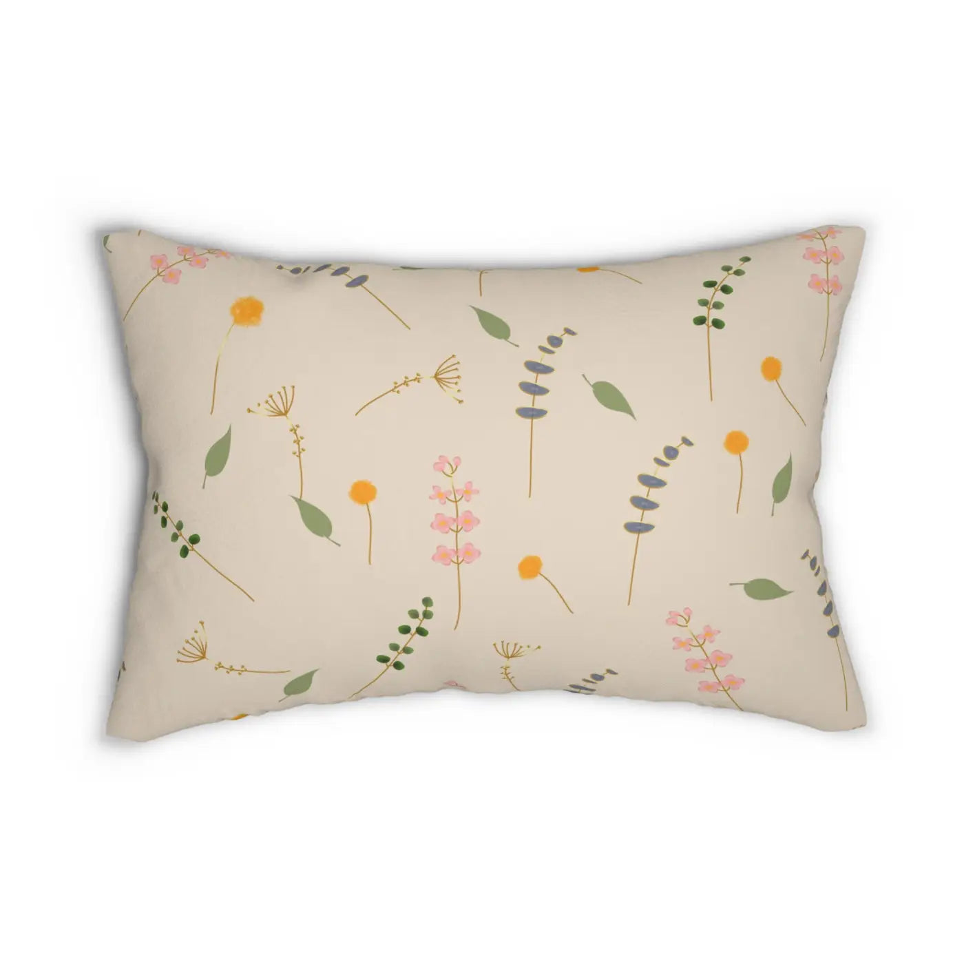 Floral Polyester Lumbar Pillow - Spun Polyester Design - DipaliZ