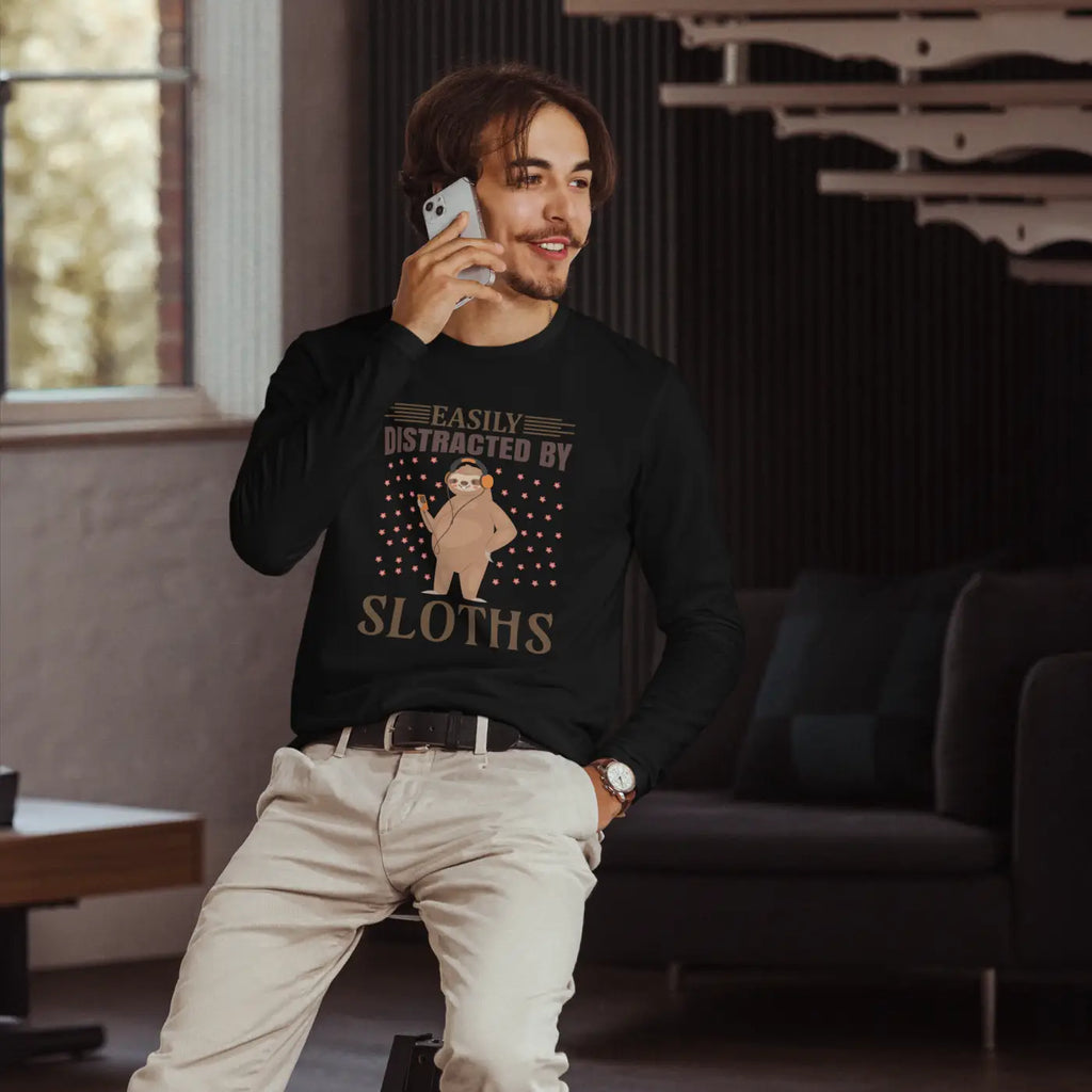 Long Sleeve Fitted Crew Tee - Sloth Lovers - DipaliZ