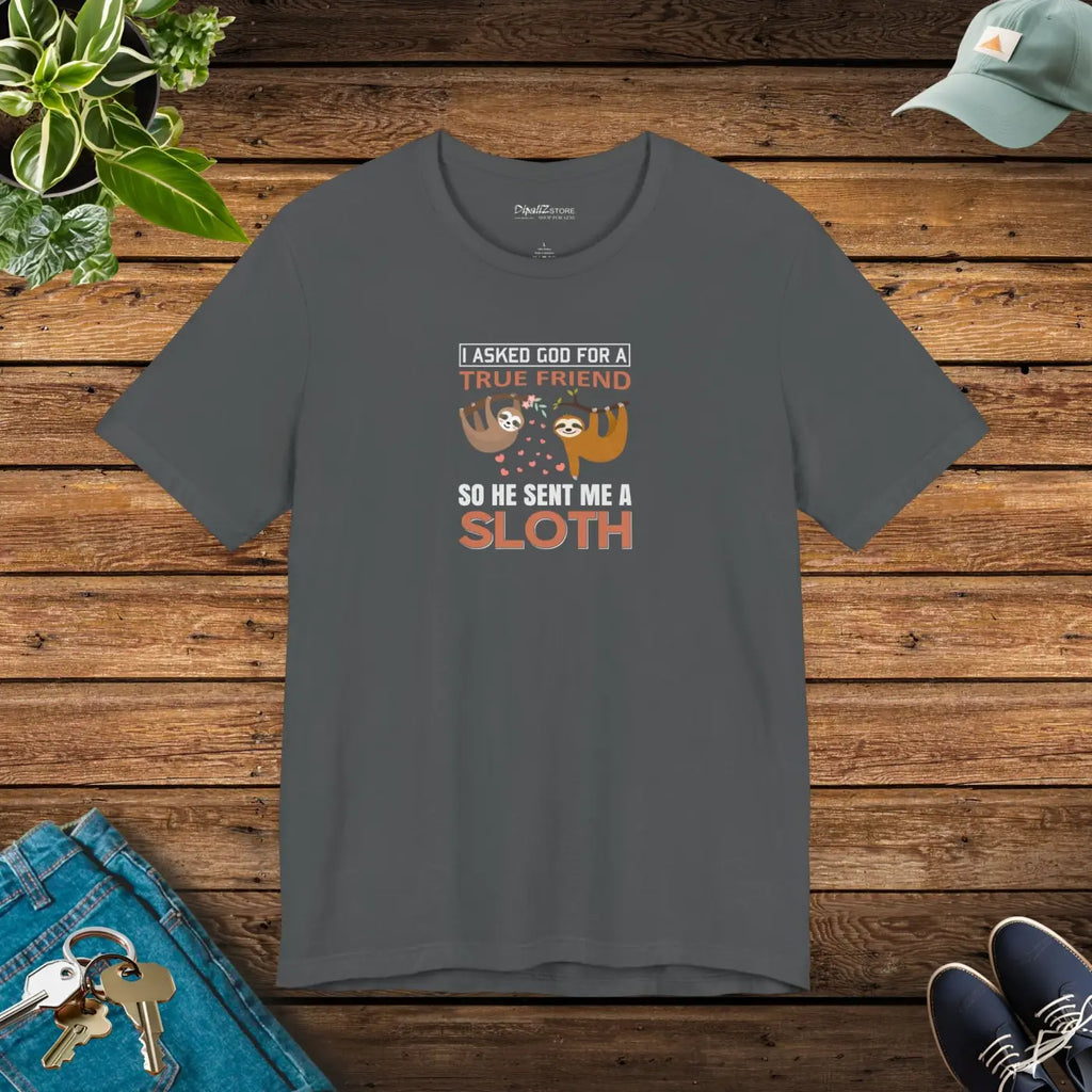 Sloth T-Shirt - God Sent Me A True Friend Unisex Tee - DipaliZ
