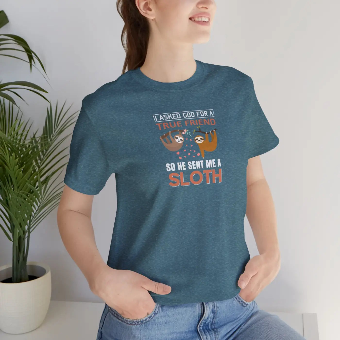 Sloth T-Shirt - God Sent Me A True Friend Unisex Tee - DipaliZ