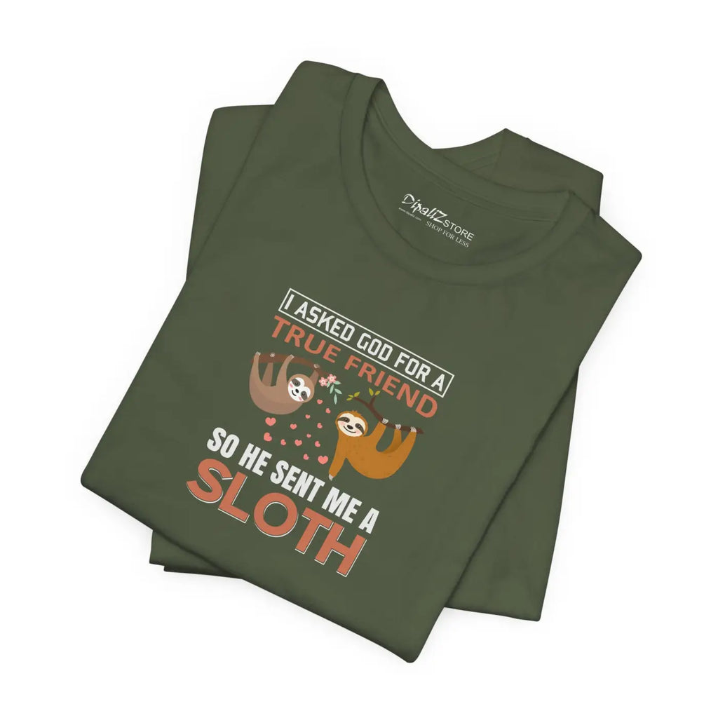 Sloth T-Shirt - God Sent Me A True Friend Unisex Tee - DipaliZ