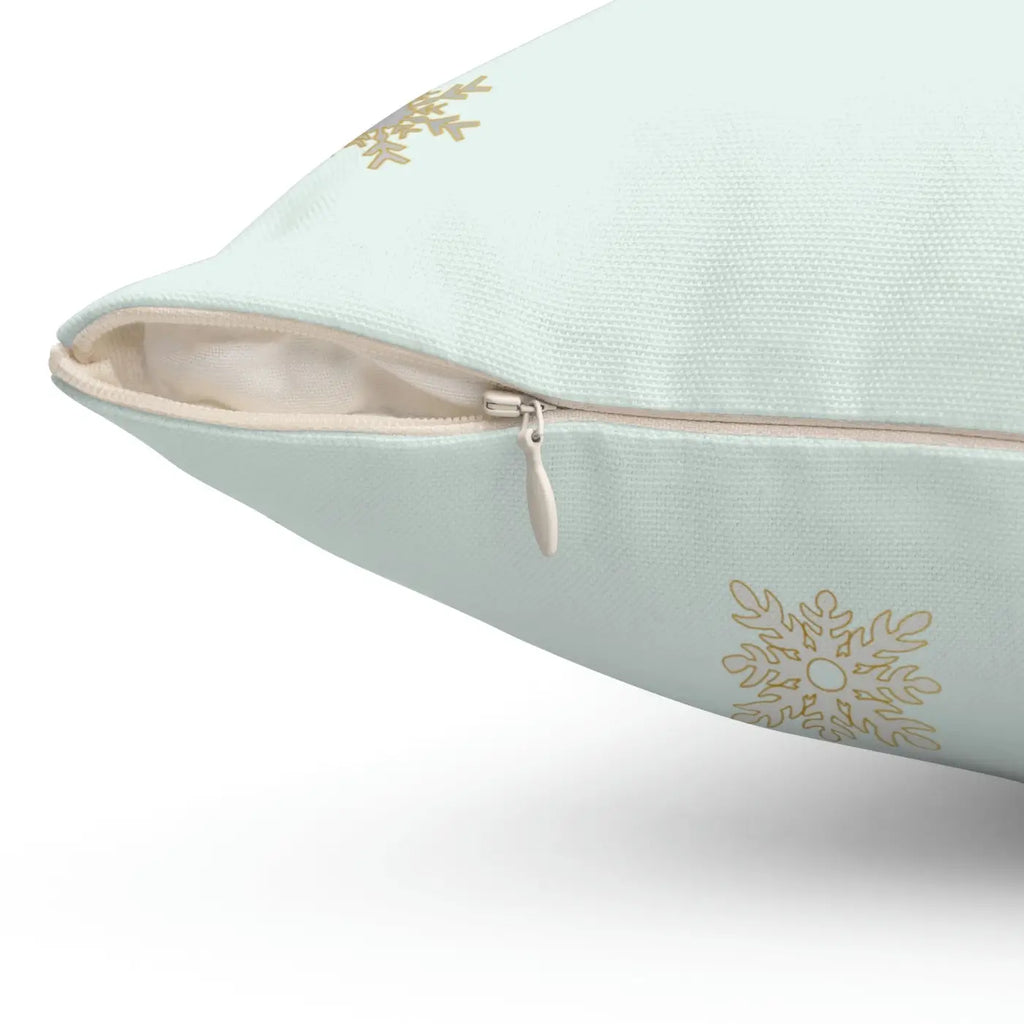 Snowflake Print Polyester Square Pillow - Cozy Winter Decor - DipaliZ