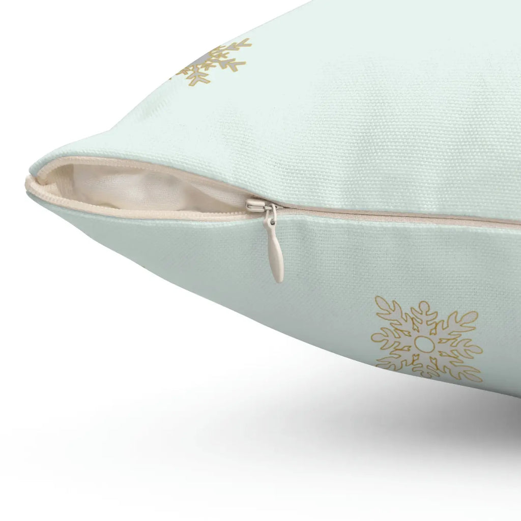 Snowflake Print Polyester Square Pillow - Cozy Winter Decor - DipaliZ