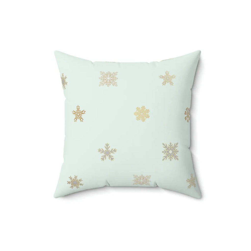 Snowflake Print Polyester Square Pillow - Cozy Winter Decor - DipaliZ