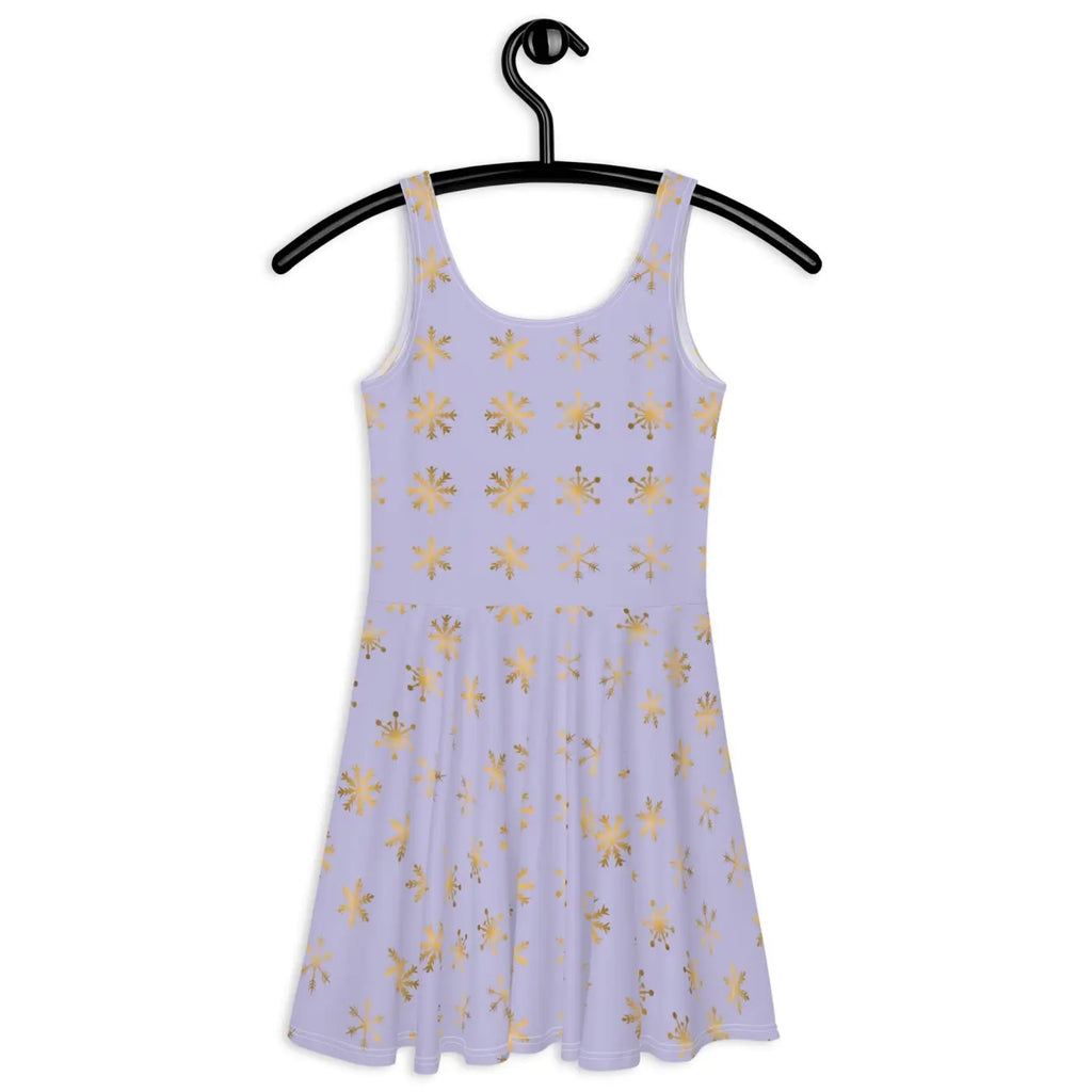 Snowflakes Purple Skater Dress - Flared Skirt Winter - DipaliZ