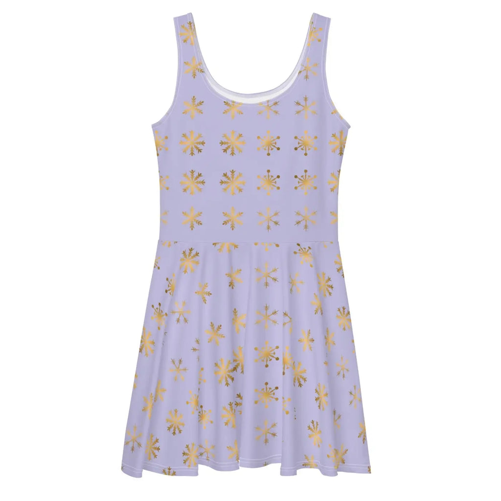 Snowflakes Purple Skater Dress - Flared Skirt Winter - DipaliZ