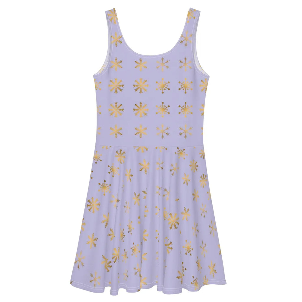Snowflakes Purple Skater Dress - Flared Skirt Winter - DipaliZ