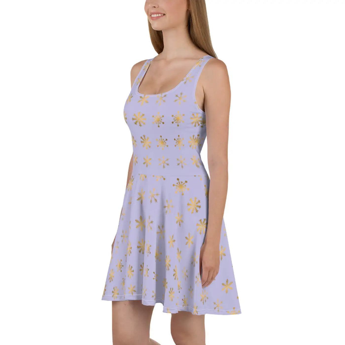 Snowflakes Purple Skater Dress - Flared Skirt Winter - DipaliZ