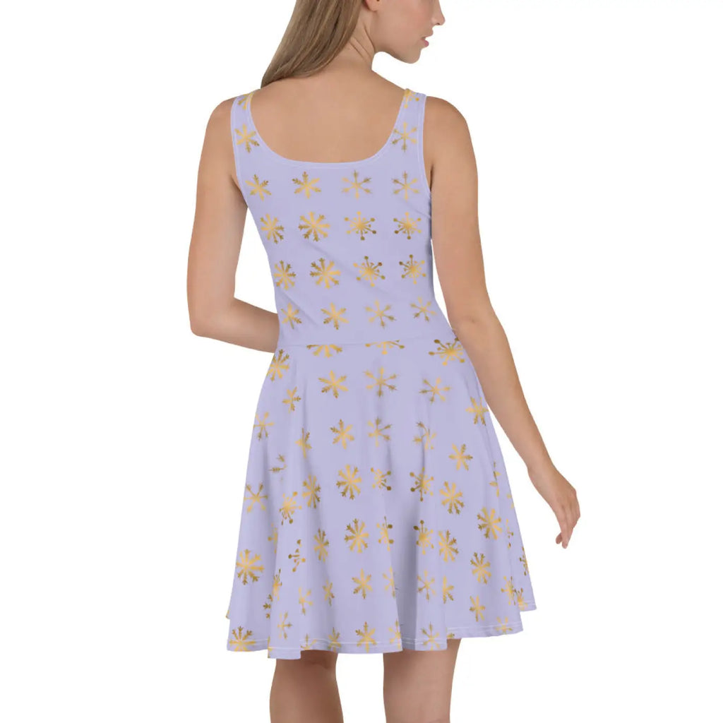Snowflakes Purple Skater Dress - Flared Skirt Winter - DipaliZ