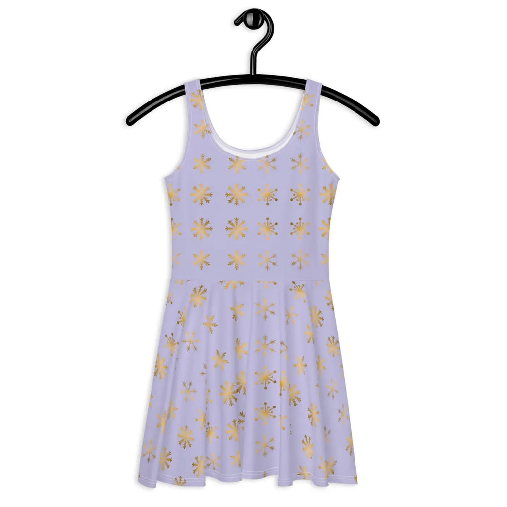 Snowflakes Purple Skater Dress - Flared Skirt Winter - DipaliZ