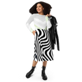 Swirling Black Stripes Long Sleeve Midi Dress - DipaliZ