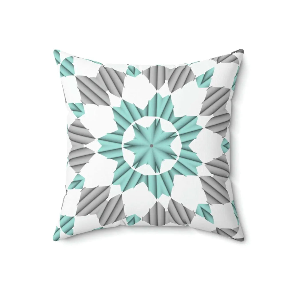 Teal Abstract Pattern Polyester Square Pillow - Bold Home Decor - DipaliZ
