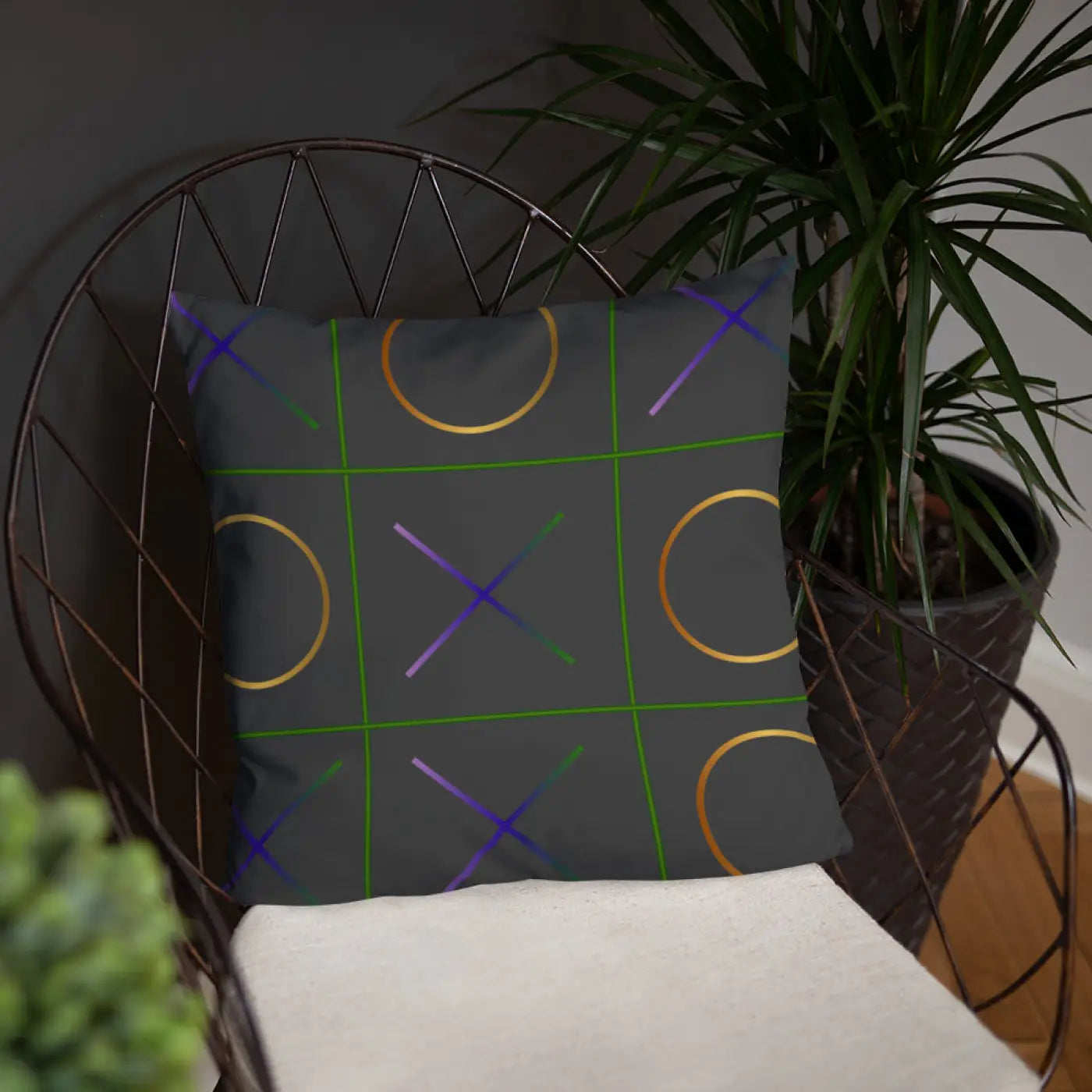 Tic Tac Toe Throw Pillow - Chic Game Design - DipaliZ