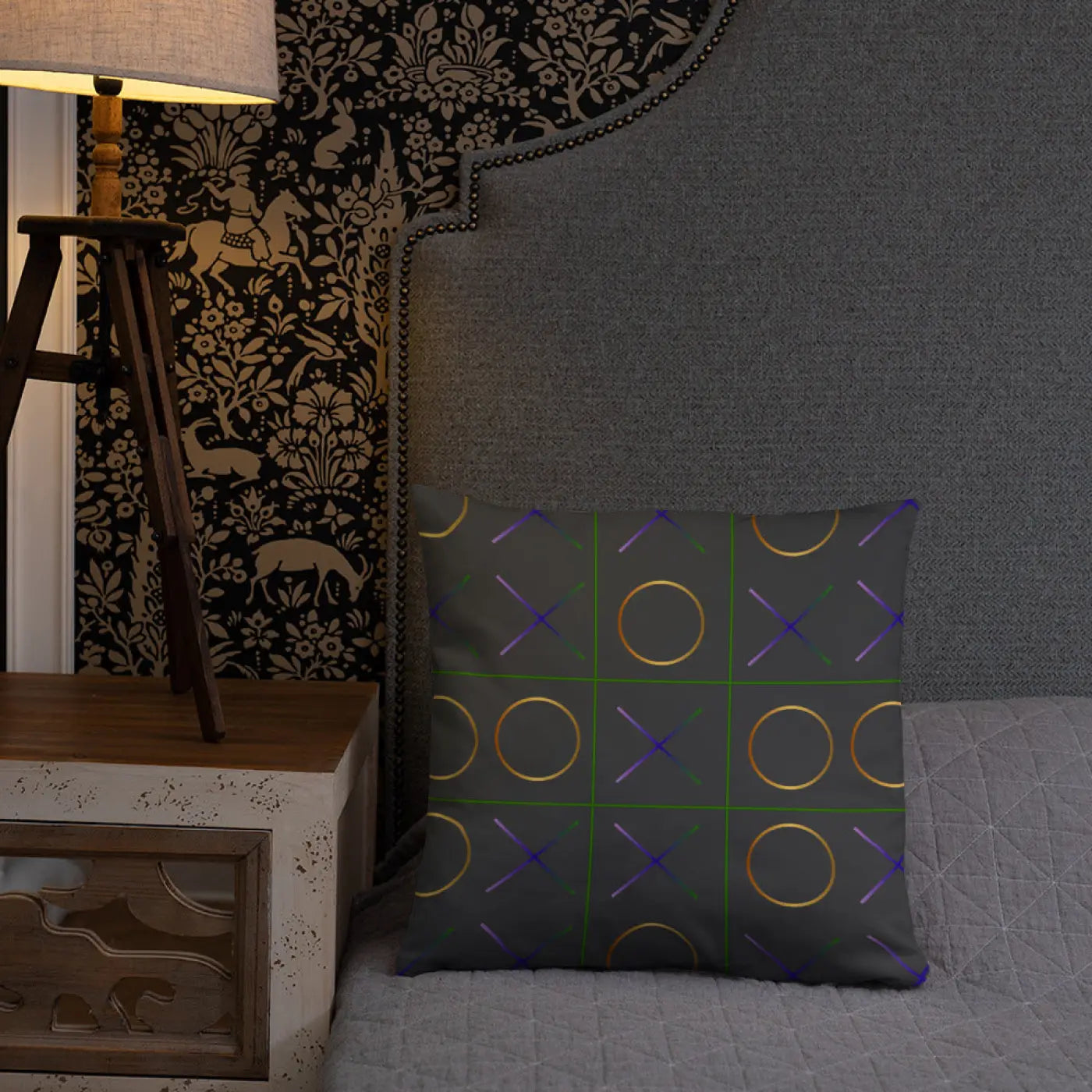 Tic Tac Toe Throw Pillow - Chic Game Design - DipaliZ