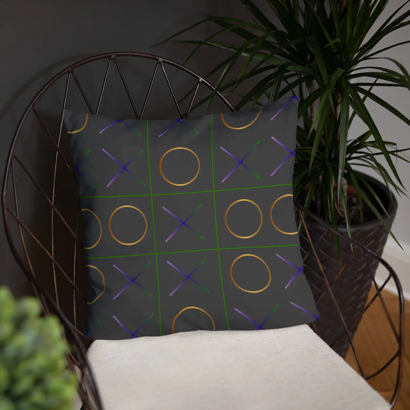 Tic Tac Toe Throw Pillow - Chic Game Design - DipaliZ