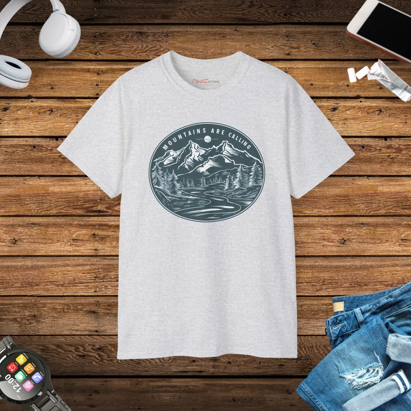 Mountains Are Calling T-Shirt - Eco-Friendly Adventure Tee - DipaliZ