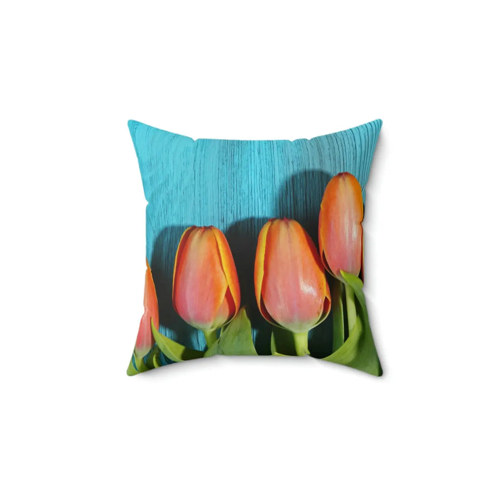 Blue Textured Surface Polyester Square Pillow - DipaliZ