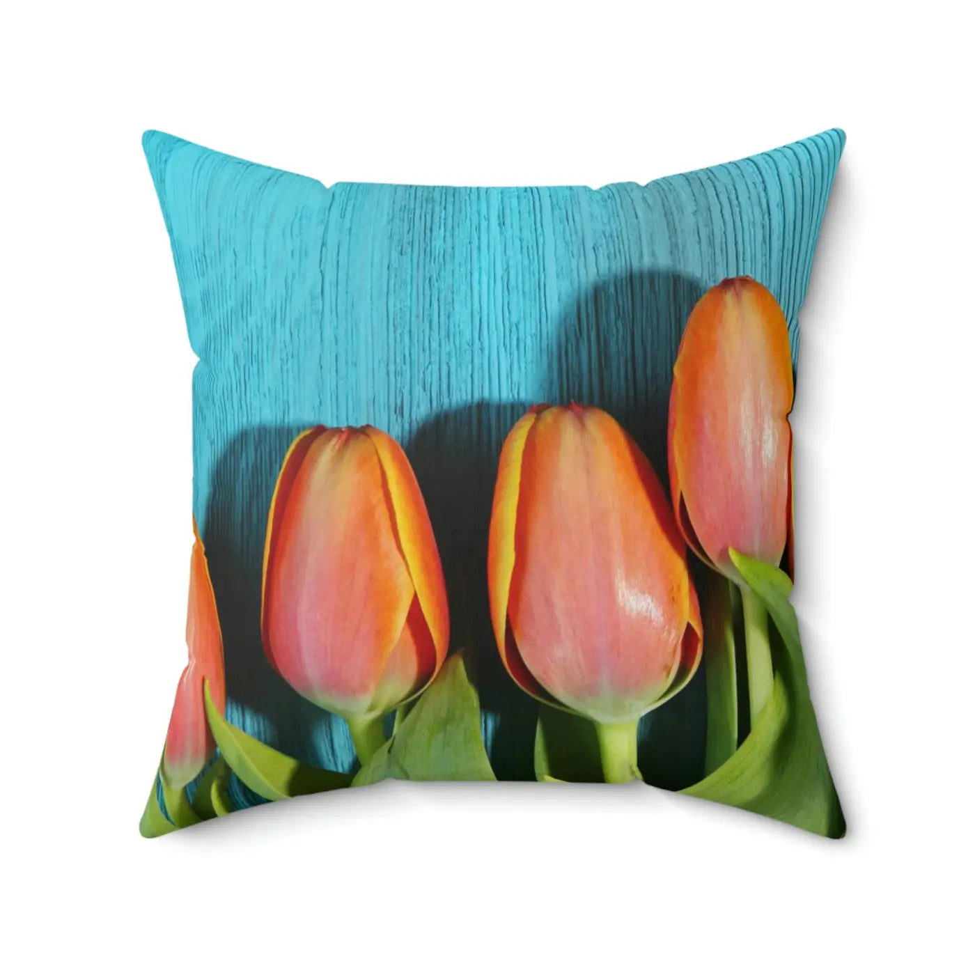 Blue Textured Surface Polyester Square Pillow - DipaliZ