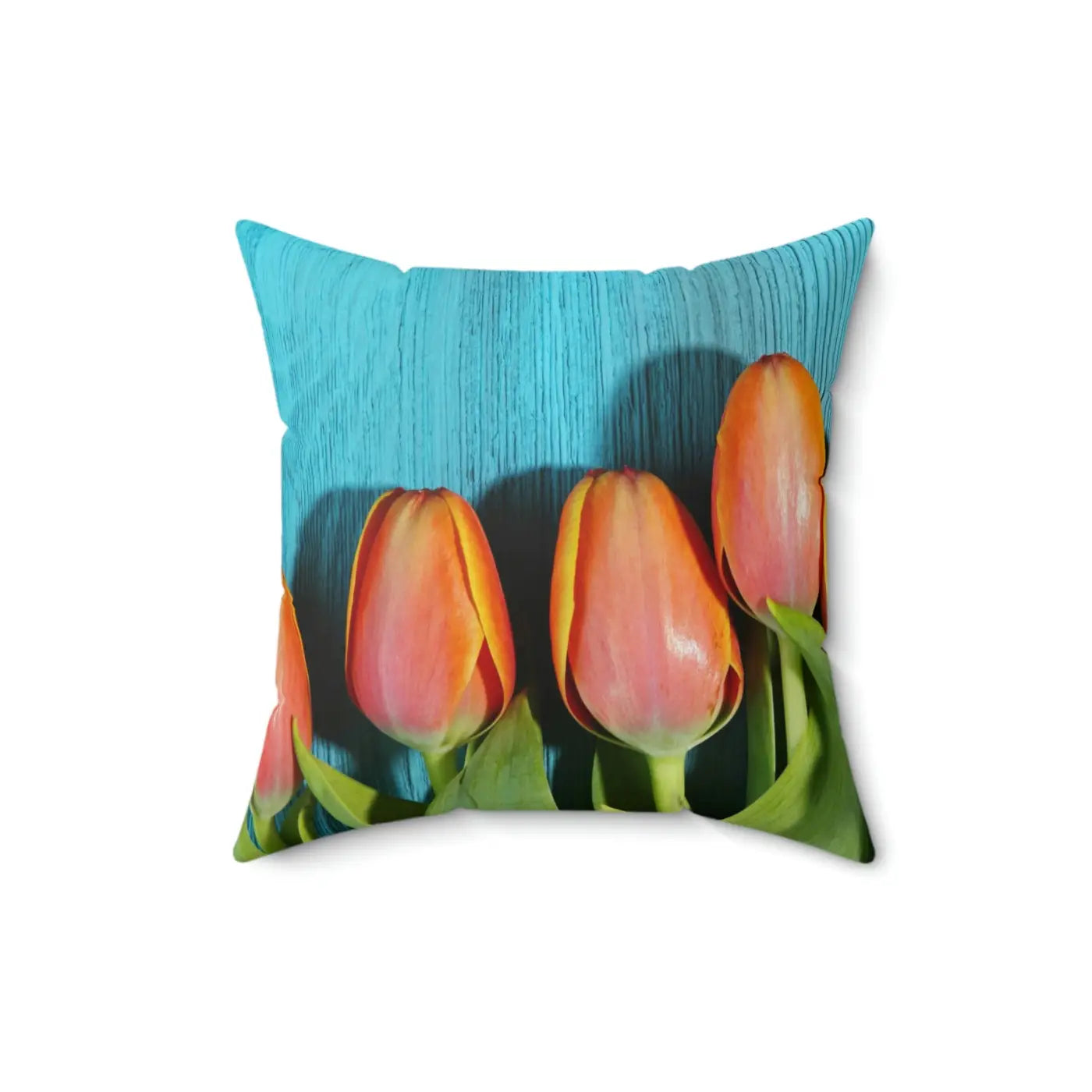 Blue Textured Surface Polyester Square Pillow - DipaliZ