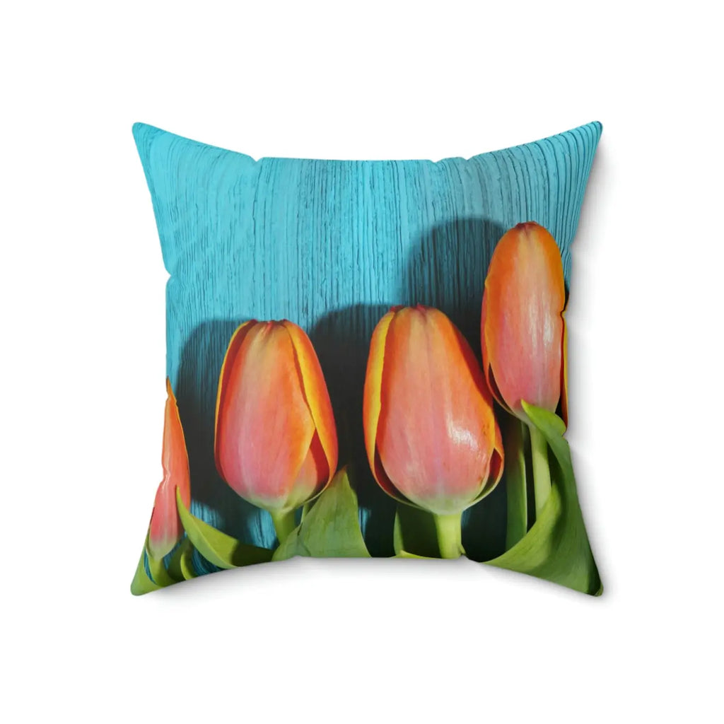 Blue Textured Surface Polyester Square Pillow - DipaliZ