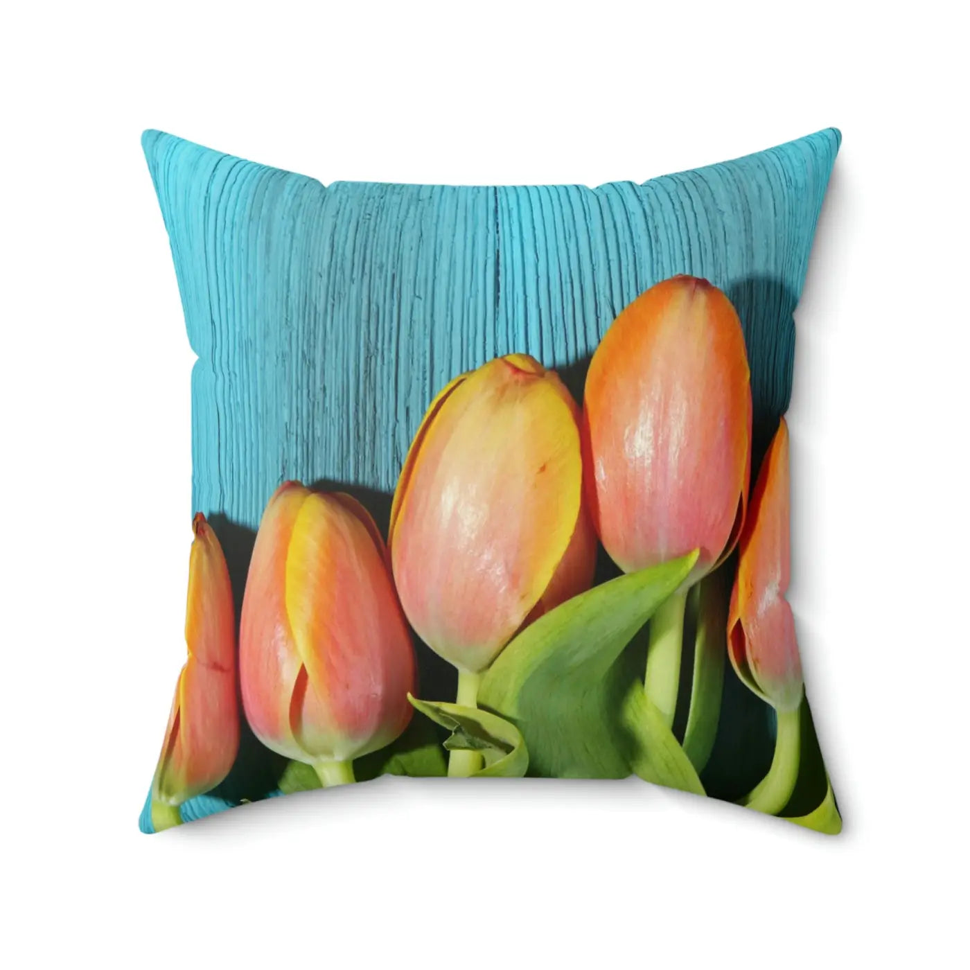 Blue Textured Surface Polyester Square Pillow - DipaliZ