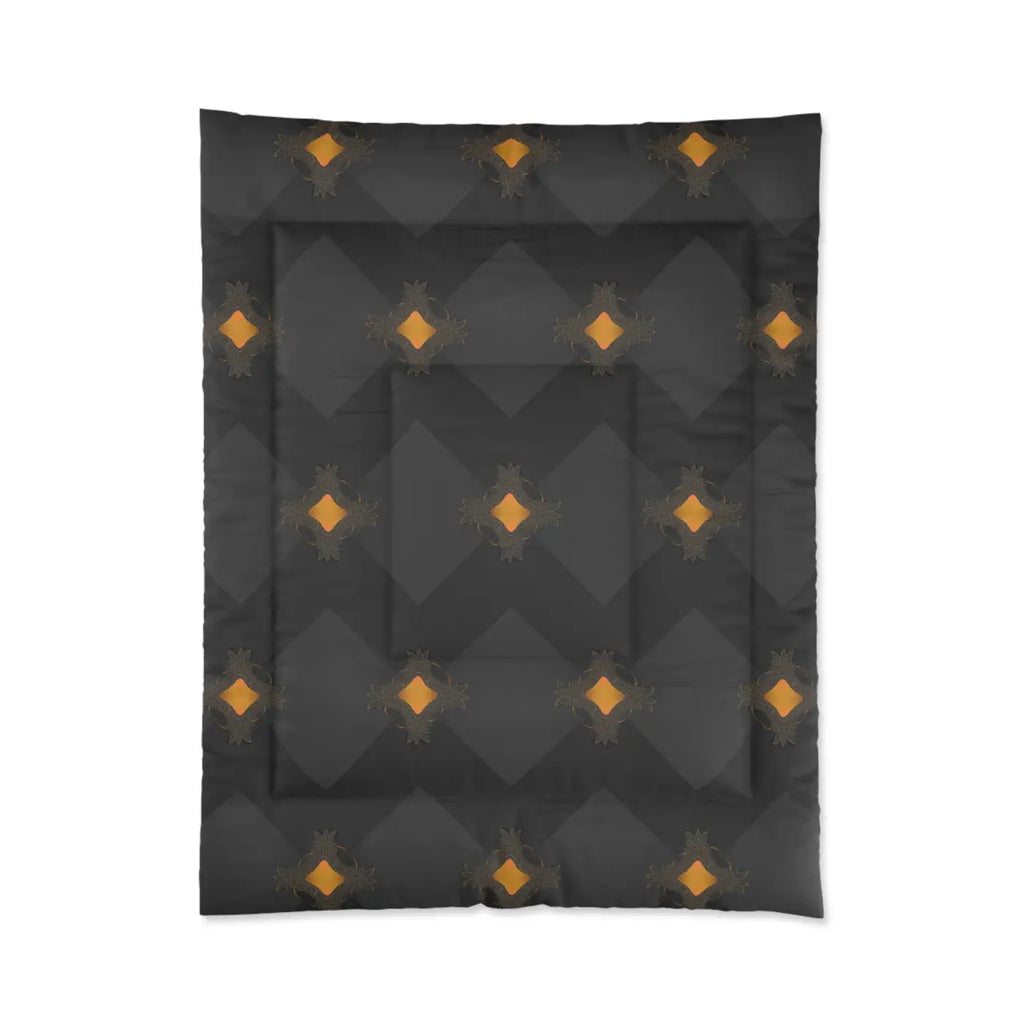 Unique Gold Pattern Comforter - Cozy Grey Bedding - DipaliZ
