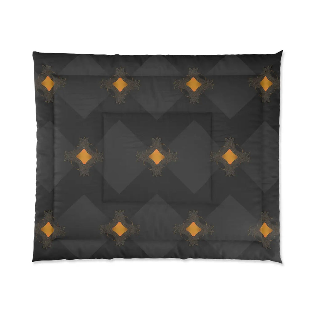 Unique Gold Pattern Comforter - Cozy Grey Bedding - DipaliZ