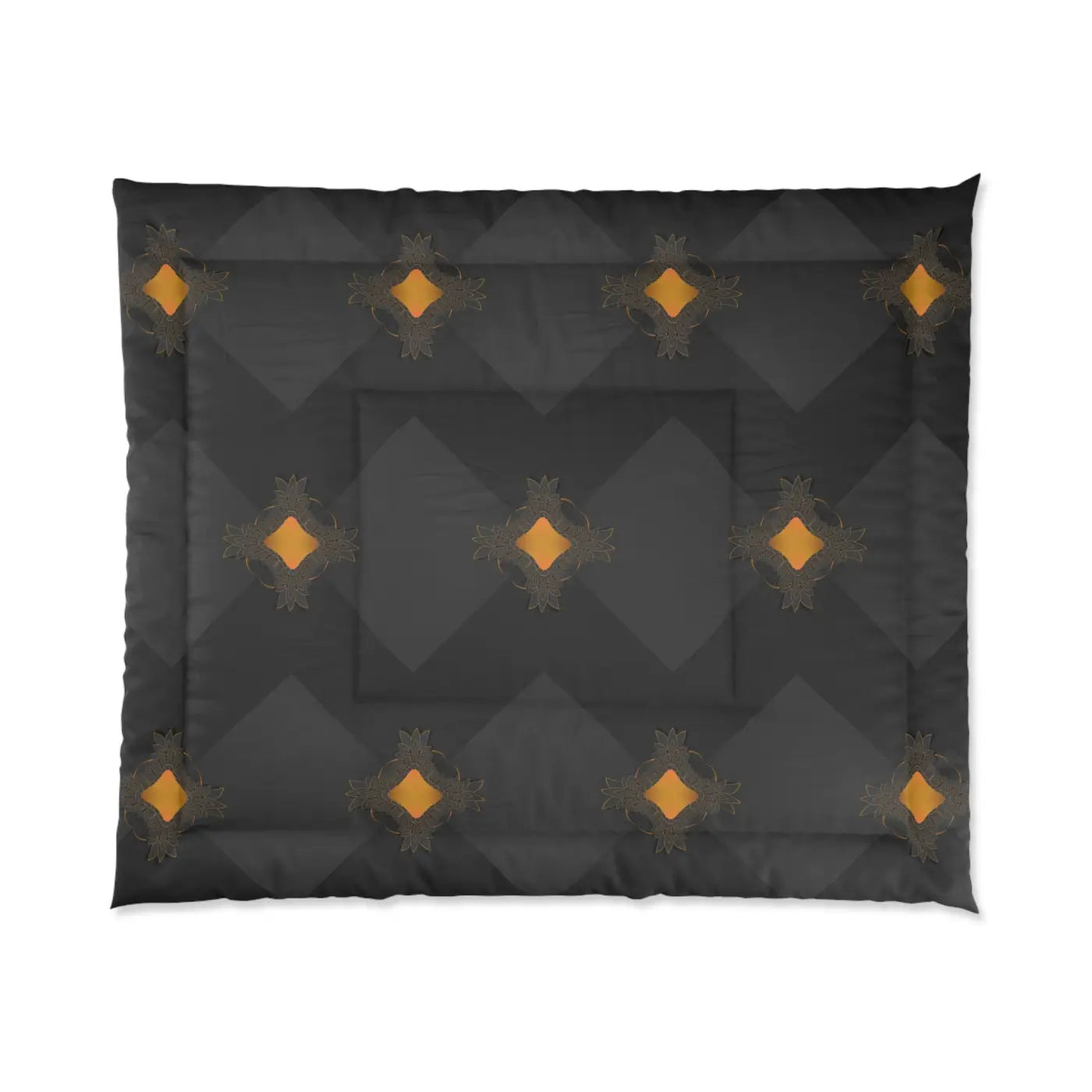 Unique Gold Pattern Comforter - Cozy Grey Bedding - DipaliZ