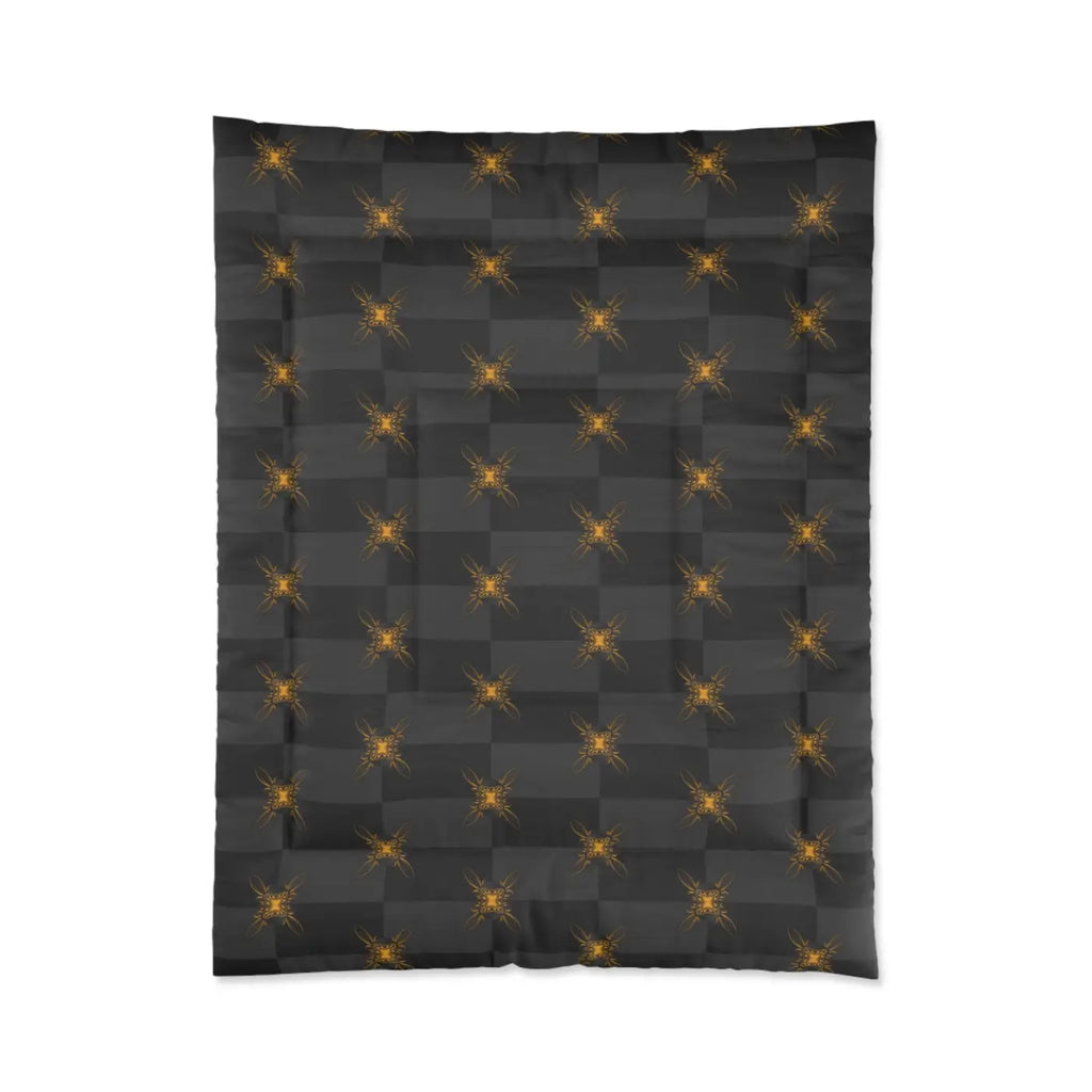 Unique Gold Pattern Comforter - Cozy Grey Bedding - DipaliZ