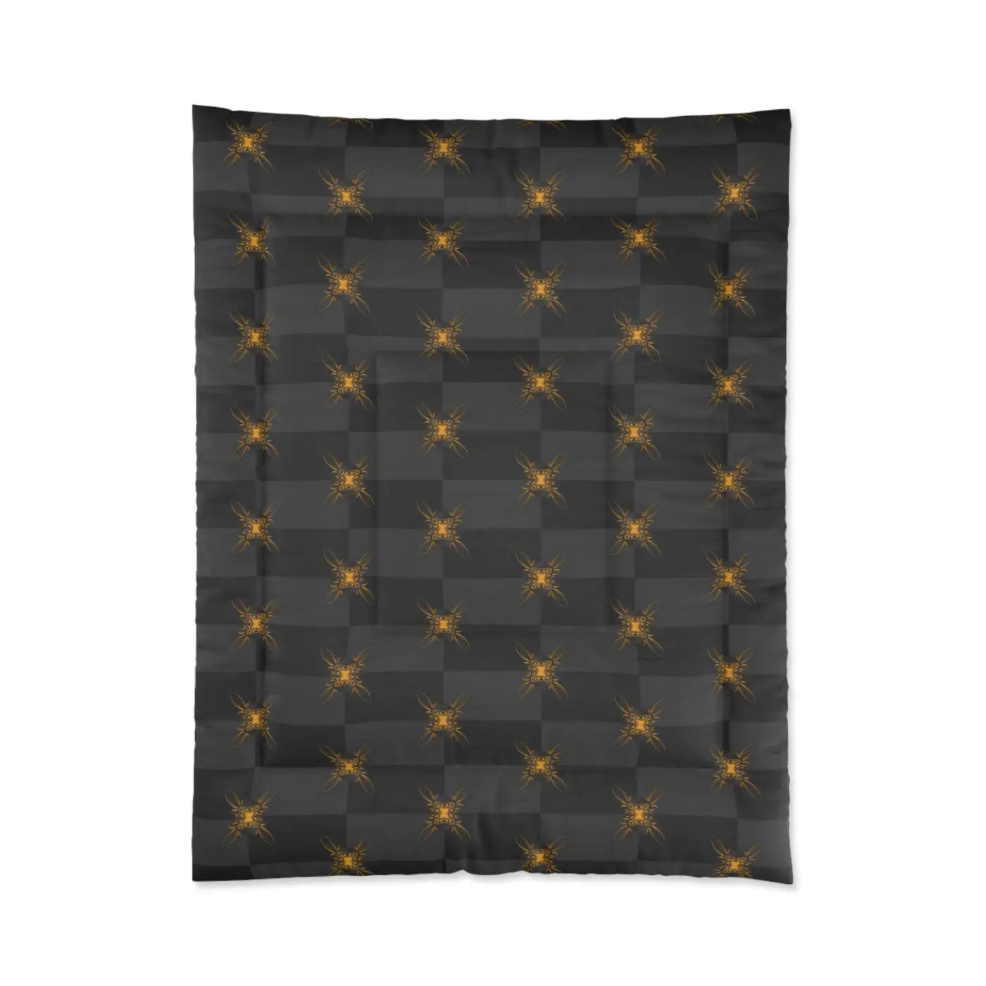 Unique Gold Pattern Comforter - Cozy Grey Bedding - DipaliZ