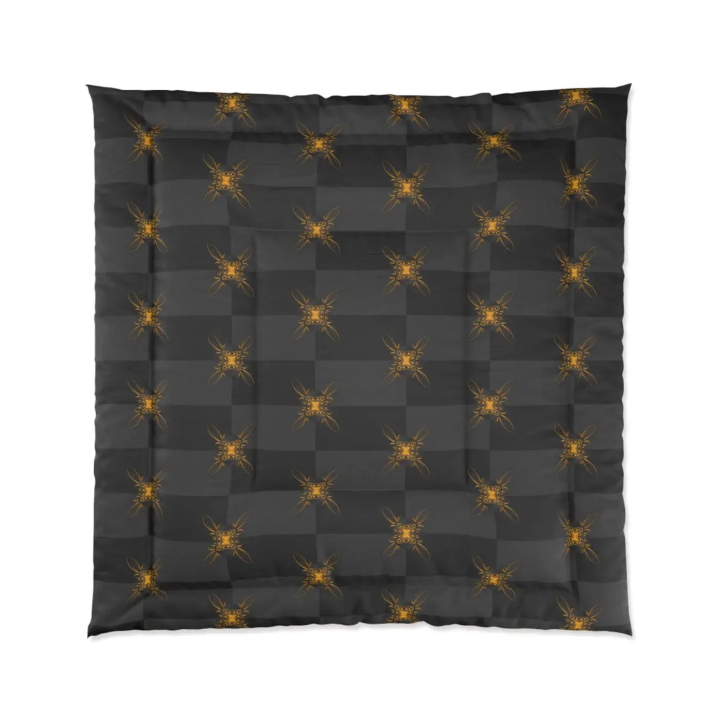 Unique Gold Pattern Comforter - Cozy Grey Bedding - DipaliZ