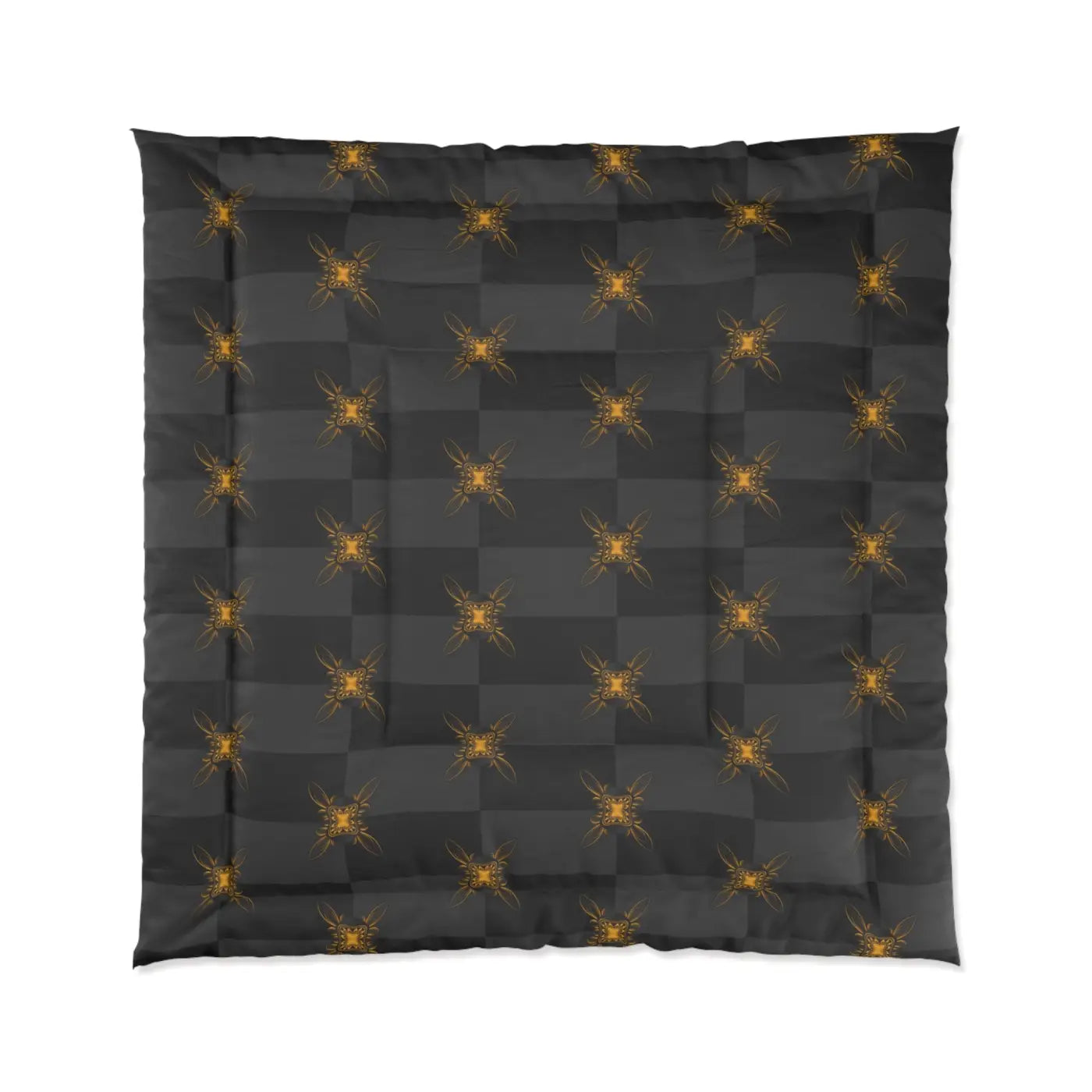 Unique Gold Pattern Comforter - Cozy Grey Bedding - DipaliZ