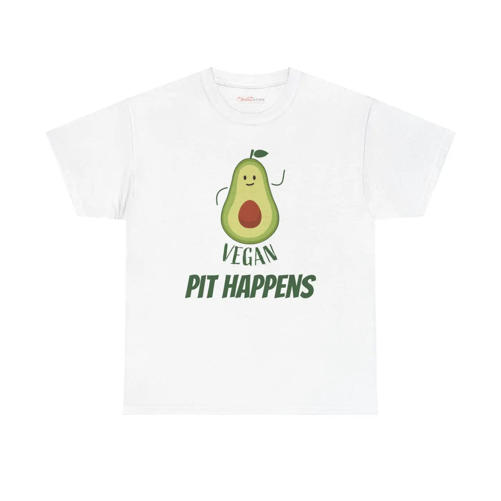 Vegan Pit Happens Heavy Cotton Tee - Guacamole Design - DipaliZ