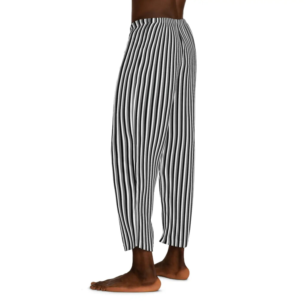Vertical Black and White Stripe Pajama Pants - DipaliZ