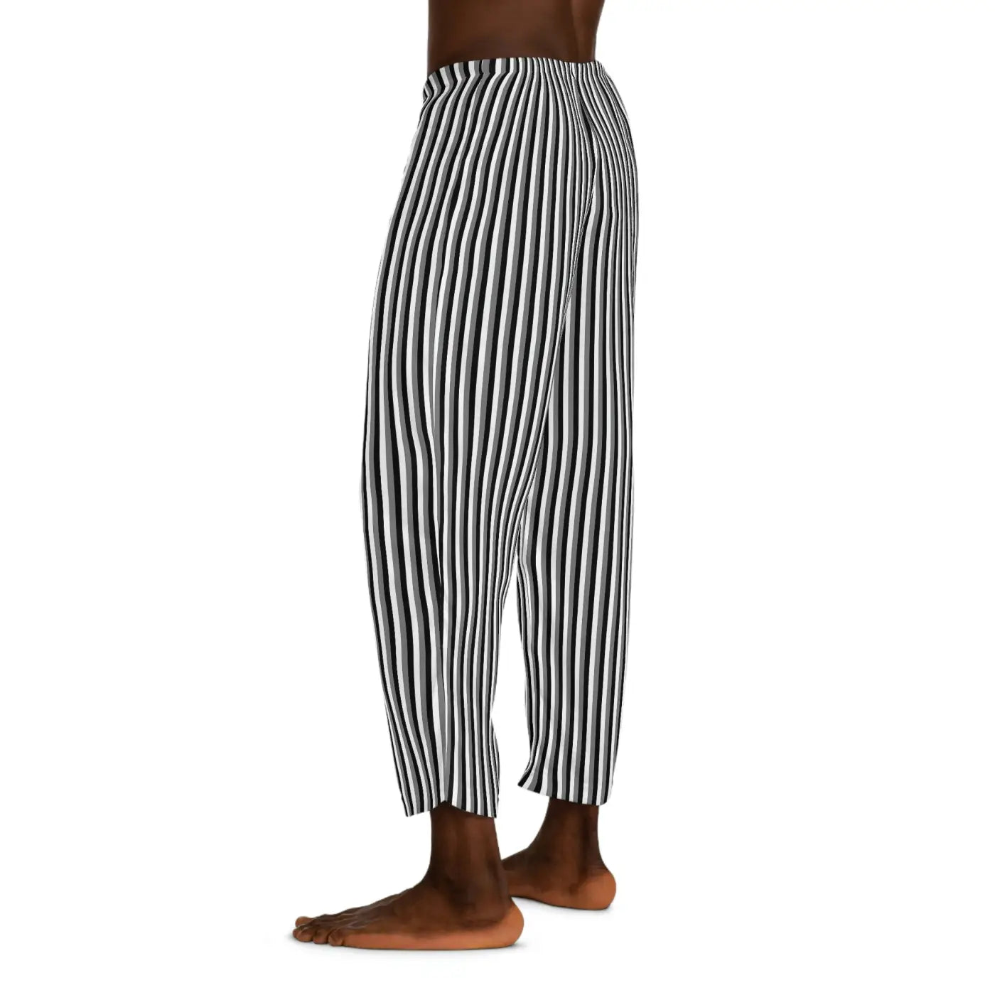 Vertical Black and White Stripe Pajama Pants - DipaliZ