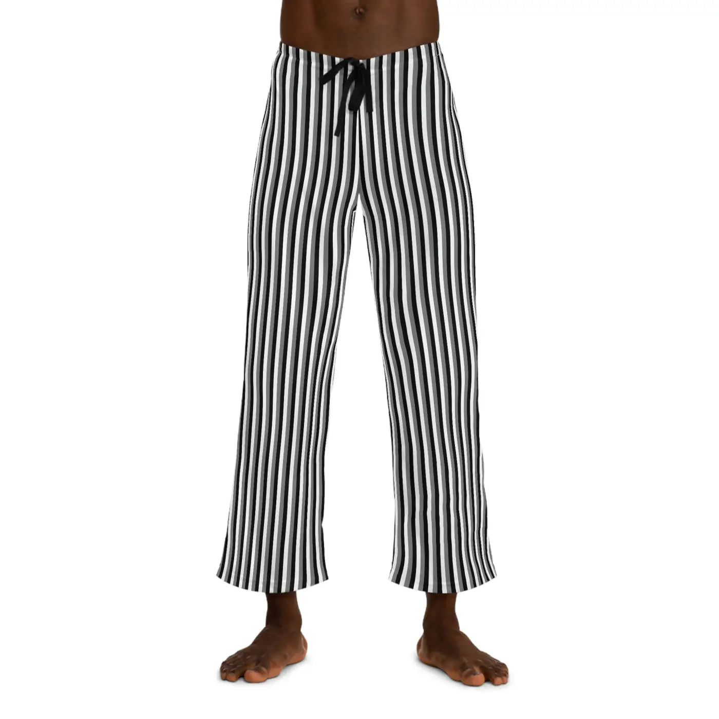 Vertical Black and White Stripe Pajama Pants - DipaliZ