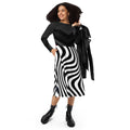 Wavy Black Stripes Long Sleeve Midi Dress - DipaliZ