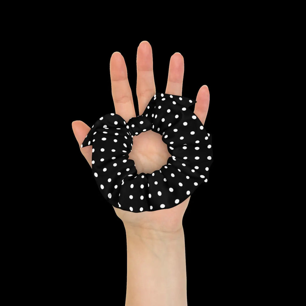 White Polka Dots Scrunchie - Eco Friendly Hair Tie - DipaliZ