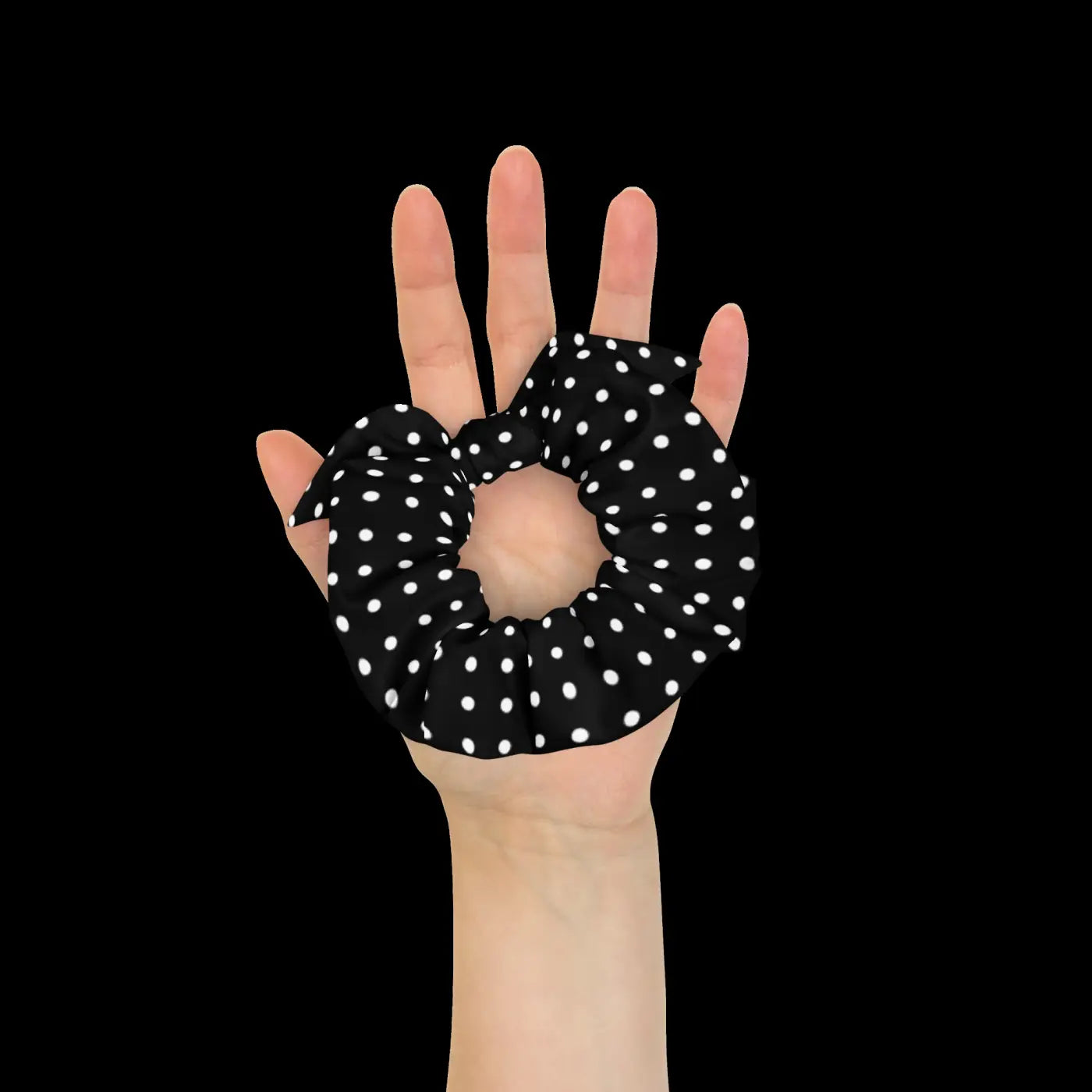 White Polka Dots Scrunchie - Eco Friendly Hair Tie - DipaliZ