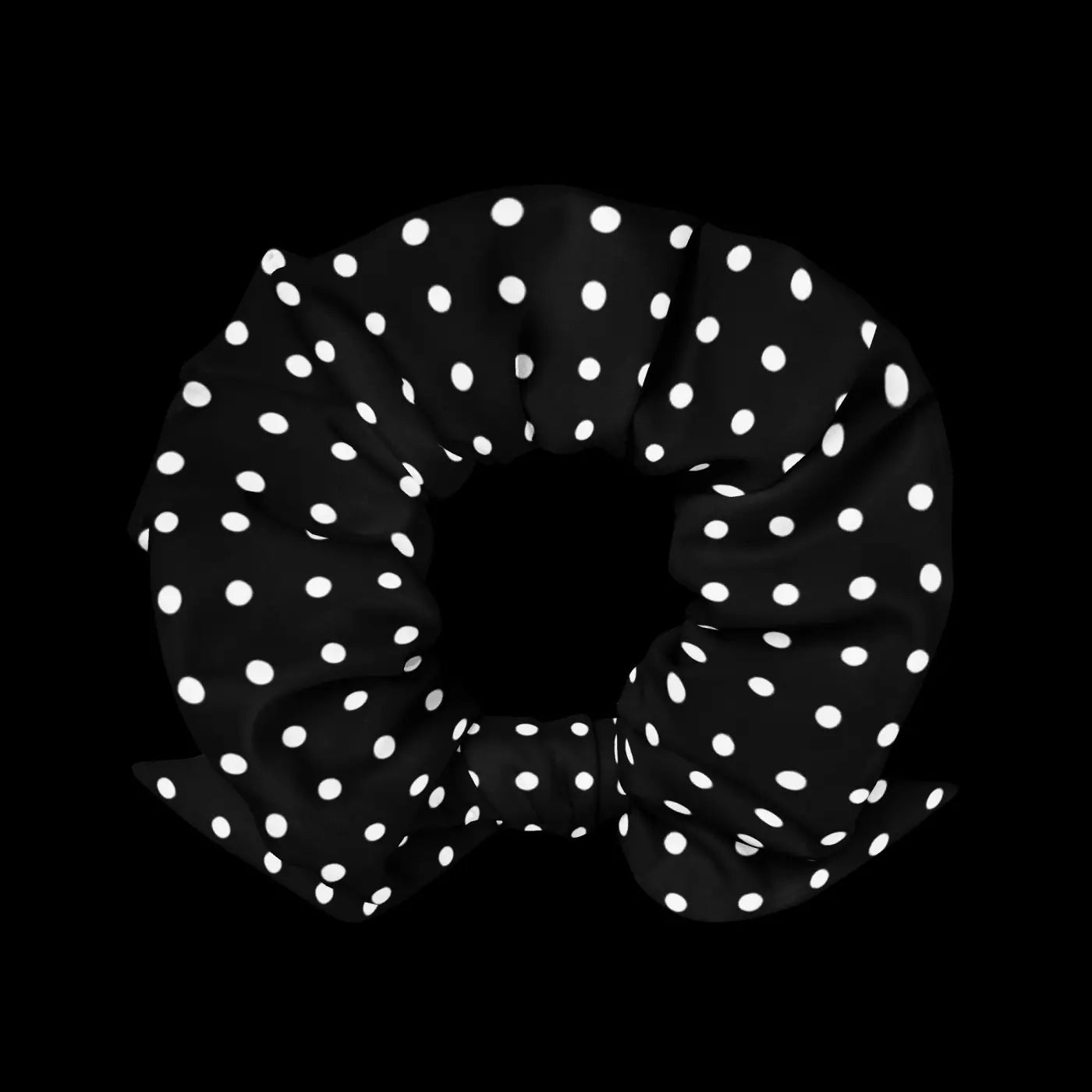 White Polka Dots Scrunchie - Eco Friendly Hair Tie - DipaliZ