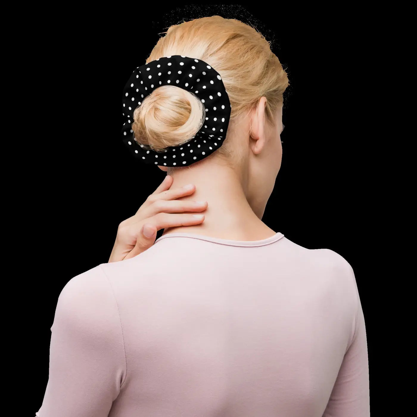 White Polka Dots Scrunchie - Eco Friendly Hair Tie - DipaliZ